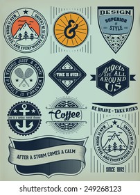 Vector. Vintage Insignias / logotypes set. Vector design elements, logos, identity, objects, labels,and badges.