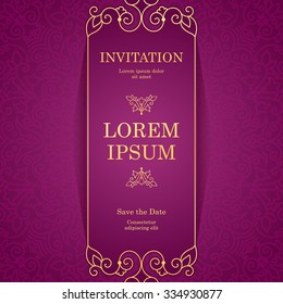 Vector vintage invitation card template.