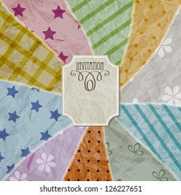 vector vintage invitation on background made of retro old crumpled papers, fully editable  eps10 layered file with transparency effects, clipping mask, background can be used separately