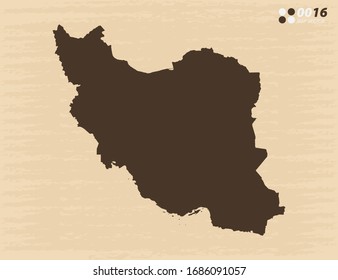 Vector vintage of Iran map on old paper background.