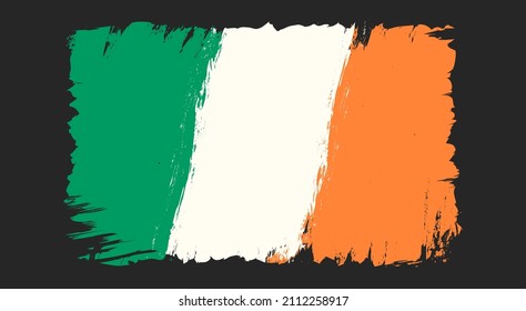 Vector vintage Irish flag. Vector illustration of old flag of Ireland in grunge style.