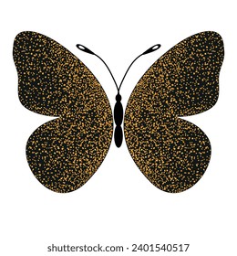 Vector vintage isolated gold and black butterfly for your design. Transparent background