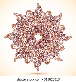 Vector vintage isolated mandala in Indian mehndi style