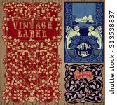 vector vintage items: label art nouveau