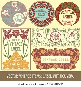 Vector Vintage Items Label Art Nouveau Stock Vector (Royalty Free ...