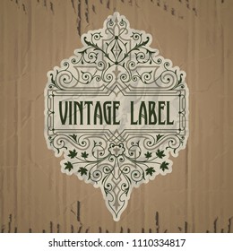 vector vintage items: label Art Nouveau