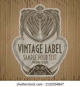 vector vintage items: label Art Nouveau