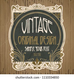 vector vintage items: label Art Nouveau