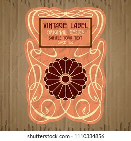 vector vintage items: label Art Nouveau