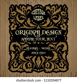 vector vintage items: label Art Nouveau