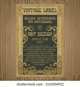vector vintage items: label Art Nouveau