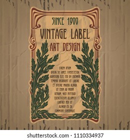 vector vintage items: label Art Nouveau