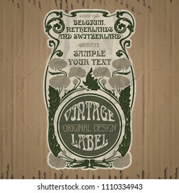 vector vintage items: label Art Nouveau