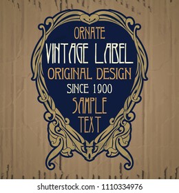 vector vintage items: label Art Nouveau
