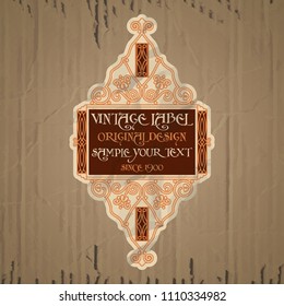 vector vintage items: label Art Nouveau