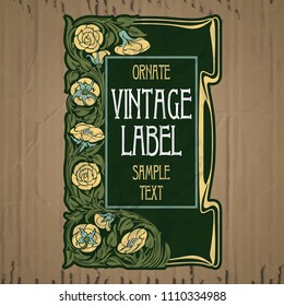 vector vintage items: label Art Nouveau