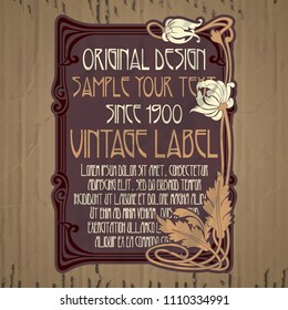 vector vintage items: label Art Nouveau