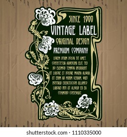 vector vintage items: label Art Nouveau