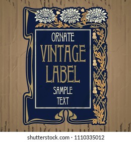 vector vintage items: label Art Nouveau