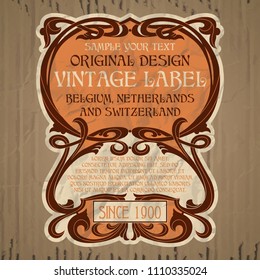 vector vintage items: label Art Nouveau