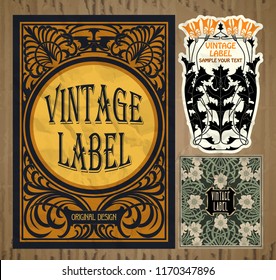 vector vintage items: label Art Nouveau