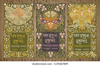 vector vintage items: label Art Nouveau