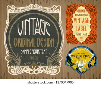 vector vintage items: label Art Nouveau