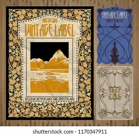vector vintage items: label Art Nouveau