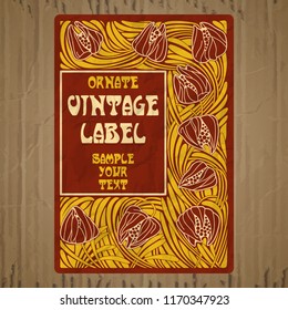 vector vintage items: label Art Nouveau