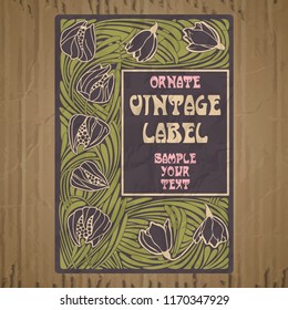vector vintage items: label Art Nouveau