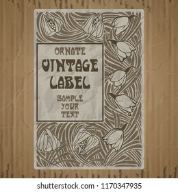 vector vintage items: label Art Nouveau