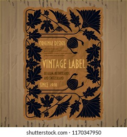 vector vintage items: label Art Nouveau