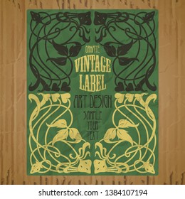 vector vintage items: label Art Nouveau
