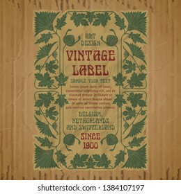 vector vintage items: label Art Nouveau