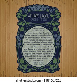 vector vintage items: label Art Nouveau