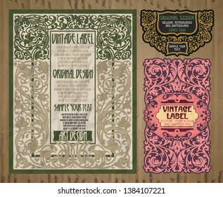 vector vintage items: label Art Nouveau