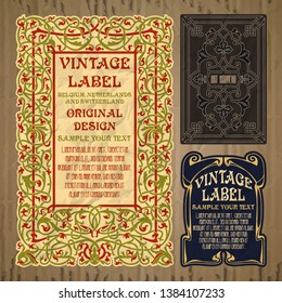 vector vintage items: label Art Nouveau