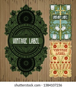 vector vintage items: label Art Nouveau