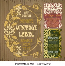 vector vintage items: label Art Nouveau