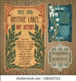 vector vintage items: label Art Nouveau