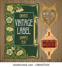 vector vintage items: label Art Nouveau