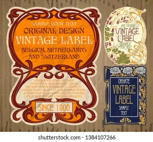 vector vintage items: label Art Nouveau