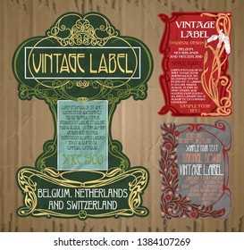 vector vintage items: label Art Nouveau