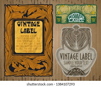 vector vintage items: label Art Nouveau