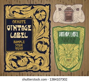 vector vintage items: label Art Nouveau