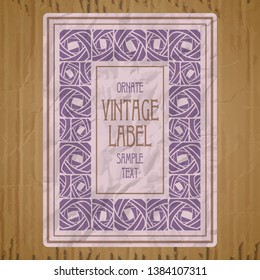 vector vintage items: label Art Nouveau