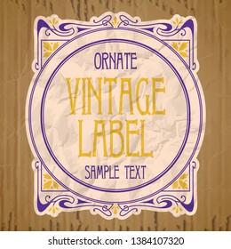 vector vintage items: label Art Nouveau