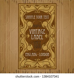 vector vintage items: label Art Nouveau