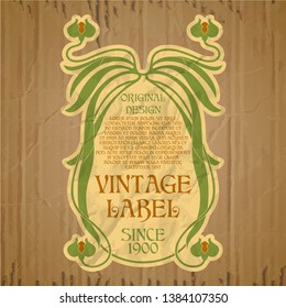 vector vintage items: label Art Nouveau