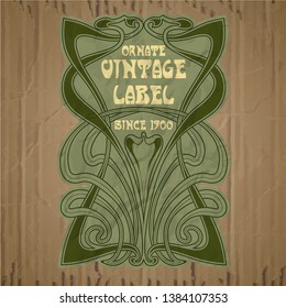 vector vintage items: label Art Nouveau